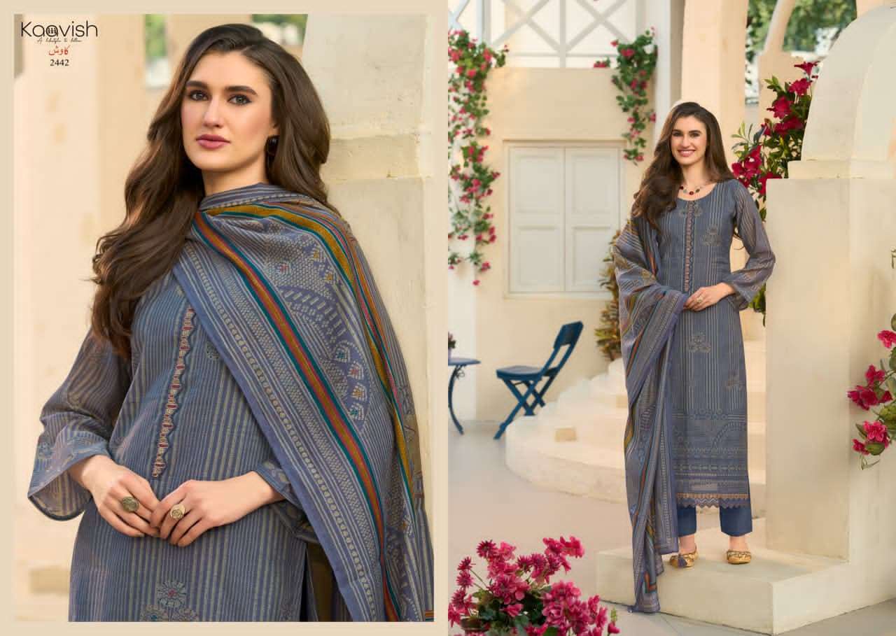 Kaavish Fashion Rose Pure Mul Chanderi Dress Material Wholesale - Amrah Wholesale
