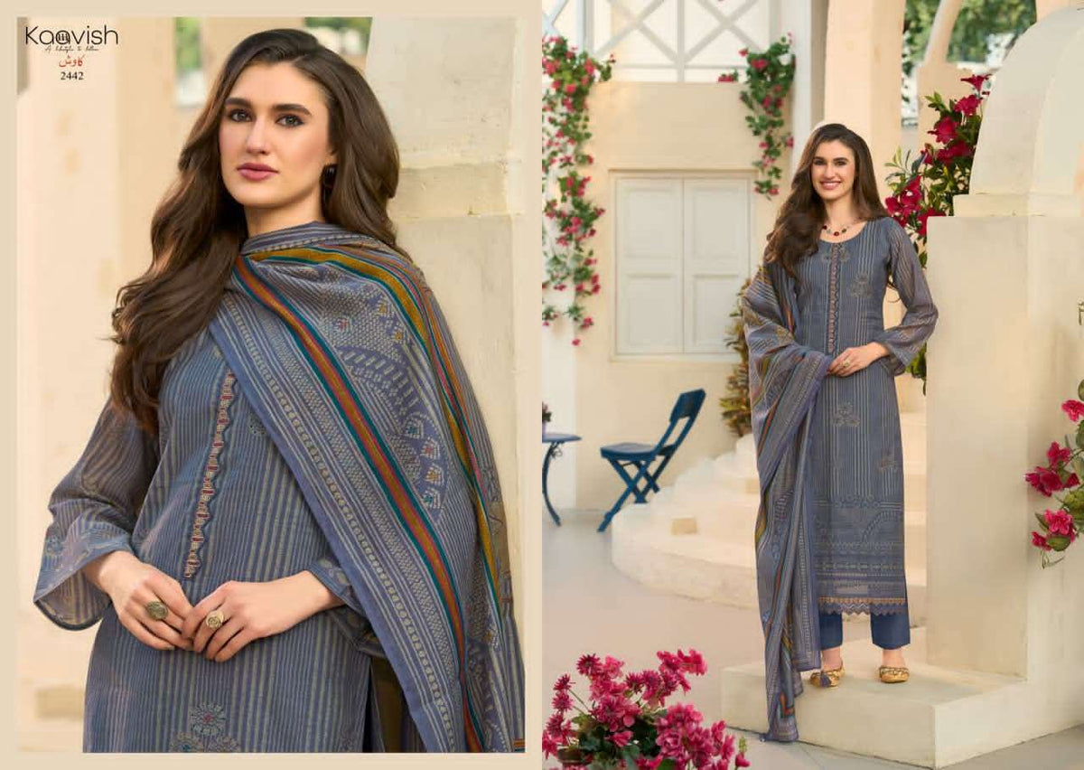 Kaavish Fashion Rose Pure Mul Chanderi Dress Material Wholesale - Amrah Wholesale