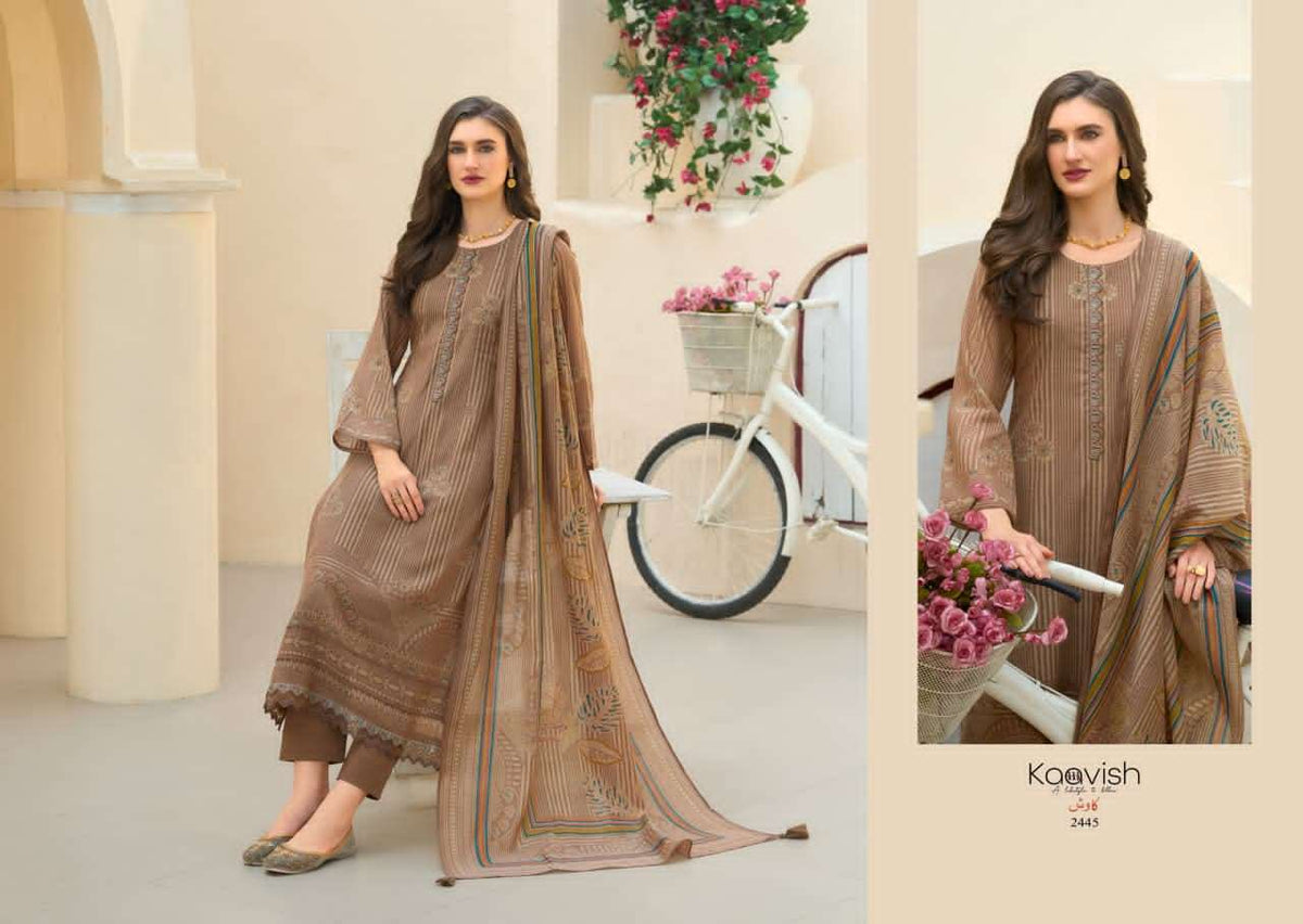 Kaavish Fashion Rose Pure Mul Chanderi Dress Material Wholesale - Amrah Wholesale