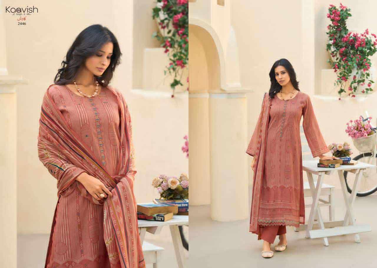 Kaavish Fashion Rose Pure Mul Chanderi Dress Material Wholesale - Amrah Wholesale