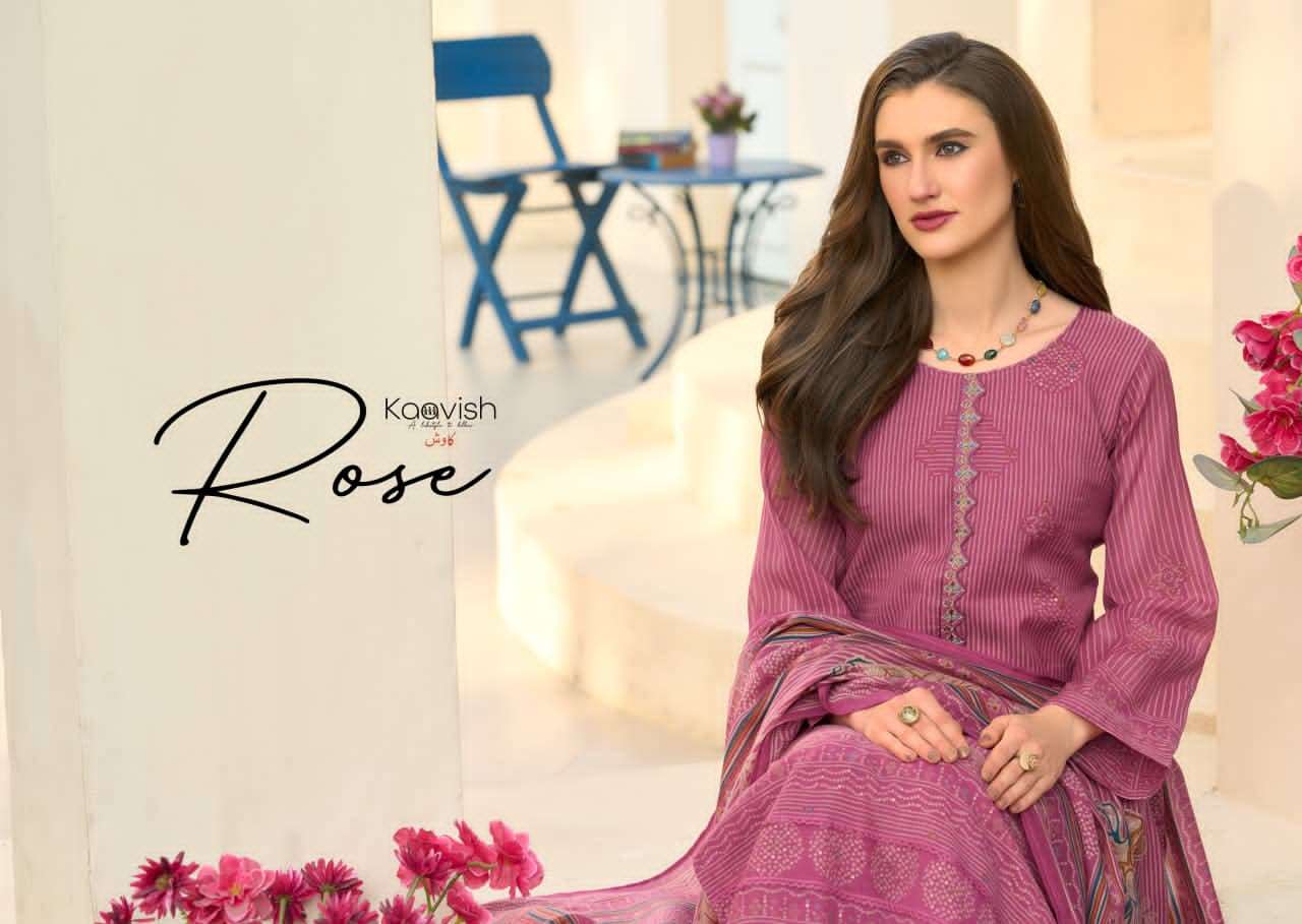 Kaavish Fashion Rose Pure Mul Chanderi Dress Material Wholesale - Amrah Wholesale