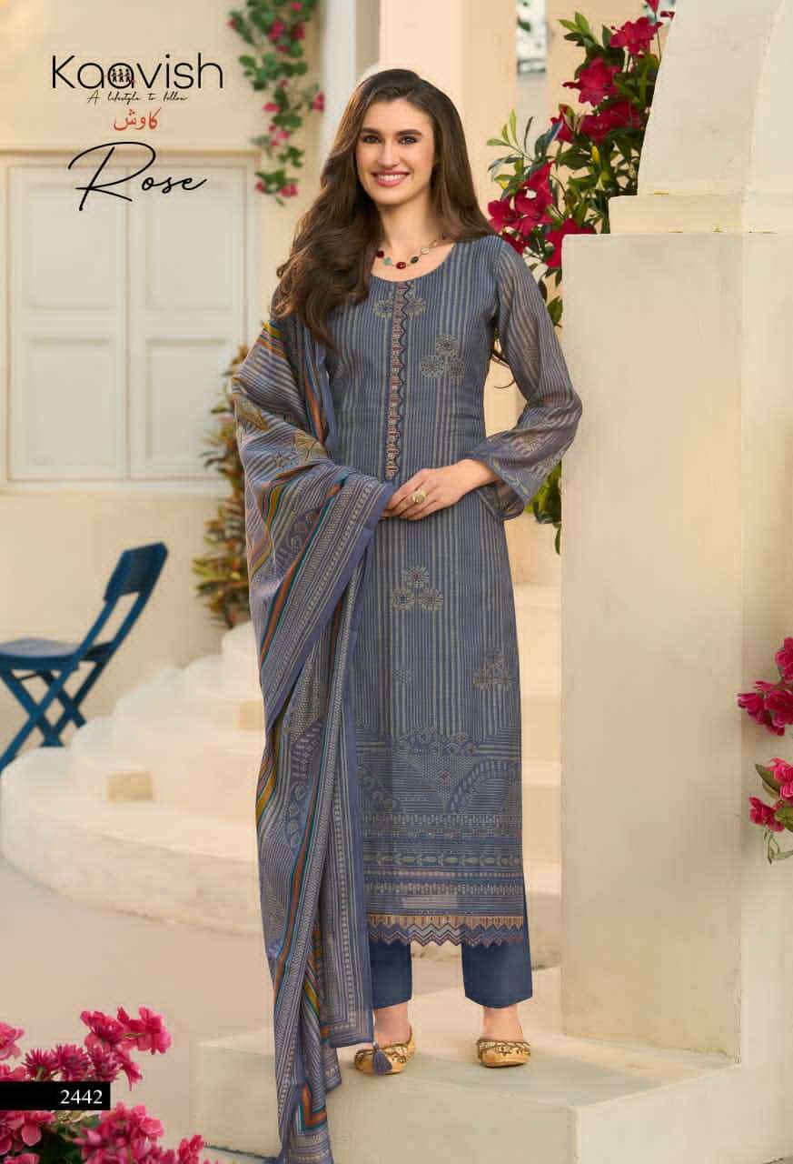 Kaavish Fashion Rose Pure Mul Chanderi Dress Material Wholesale - Amrah Wholesale