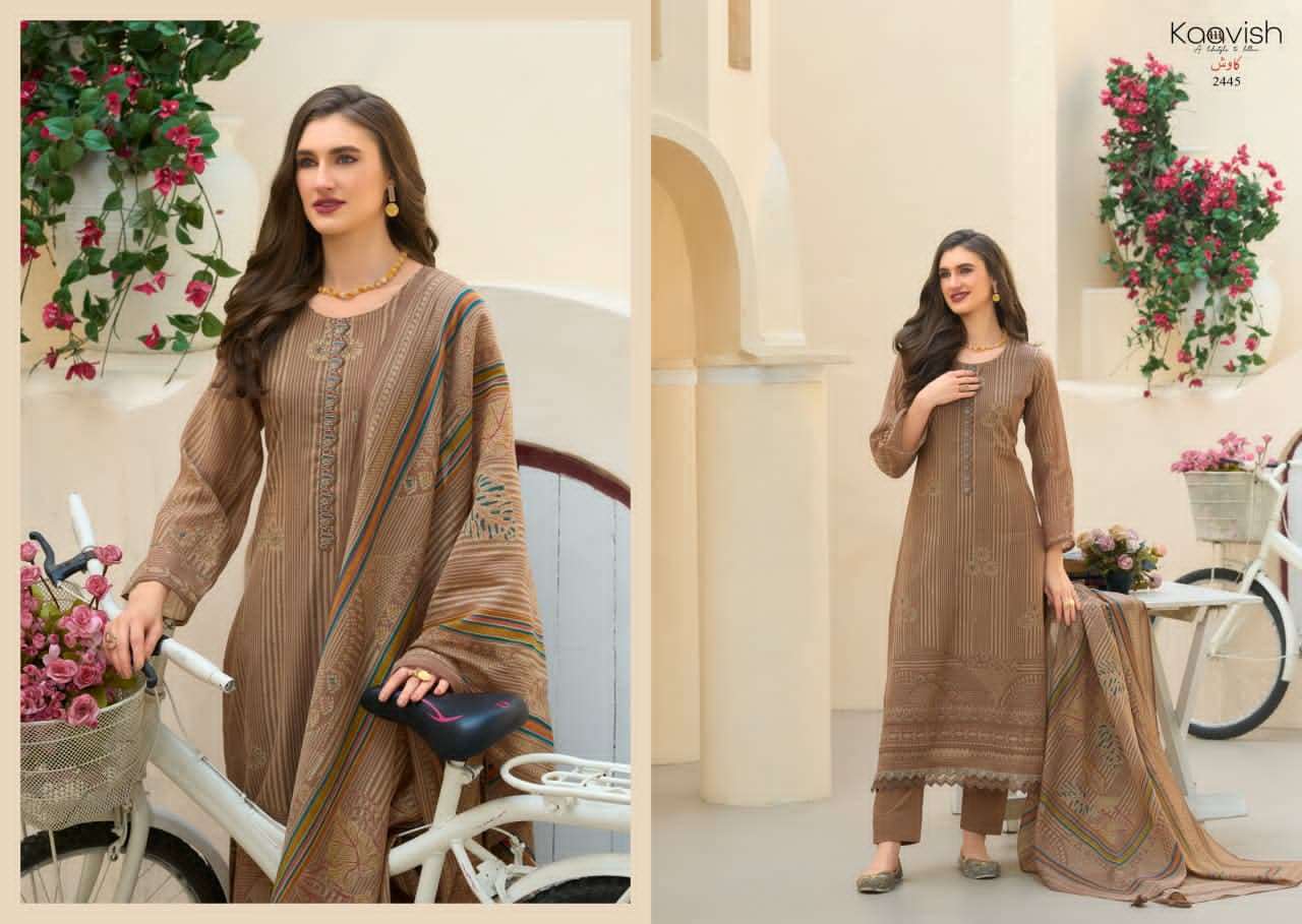 Kaavish Fashion Rose Pure Mul Chanderi Dress Material Wholesale - Amrah Wholesale
