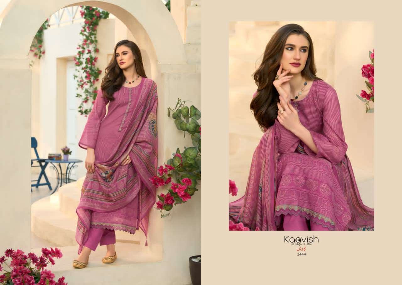 Kaavish Fashion Rose Pure Mul Chanderi Dress Material Wholesale - Amrah Wholesale