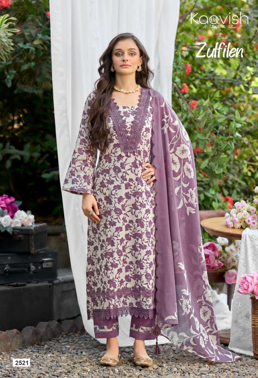 Kaavish Fashion Zulfilen Pure Lawn Cotton Pakistani Suit - Amrah Wholesale