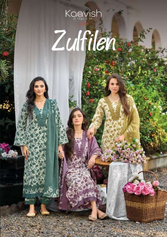Kaavish Fashion Zulfilen Pure Lawn Cotton Pakistani Suit - Amrah Wholesale