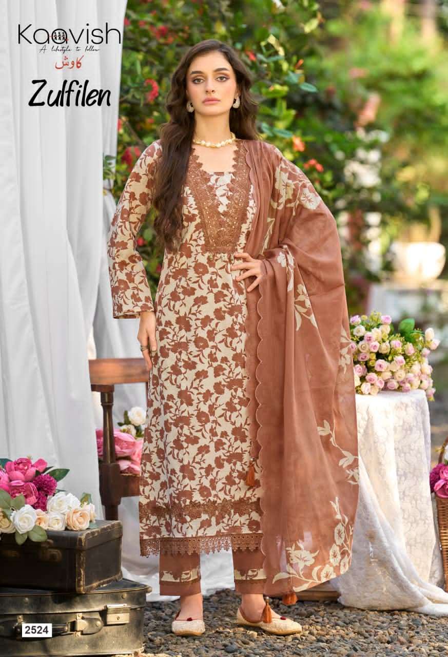 Kaavish Fashion Zulfilen Pure Lawn Cotton Pakistani Suit - Amrah Wholesale