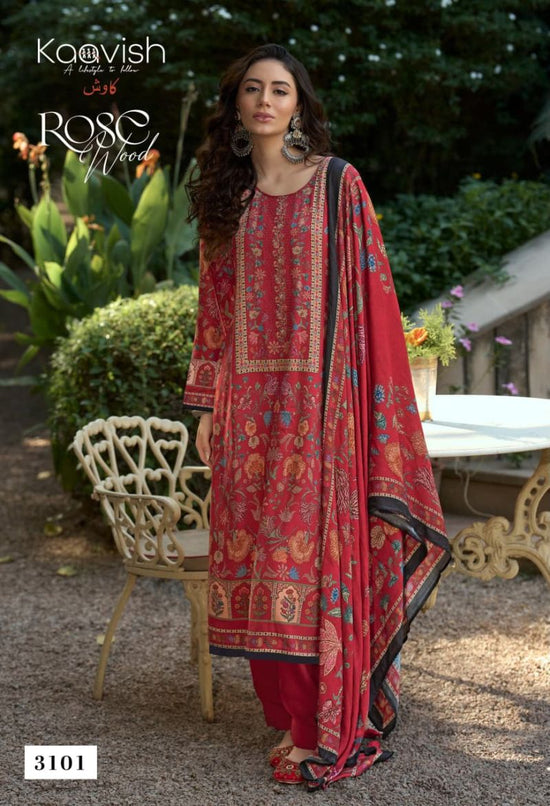 Kaavish Rosewood Viscose Pashmina Digital Printed Pakistani Suit