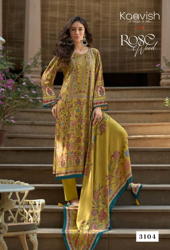 Kaavish Rosewood Viscose Pashmina Digital Printed Pakistani Suit