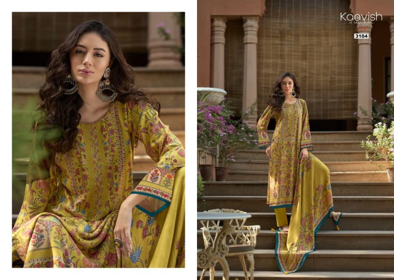 Kaavish Rosewood Viscose Pashmina Digital Printed Pakistani Suit