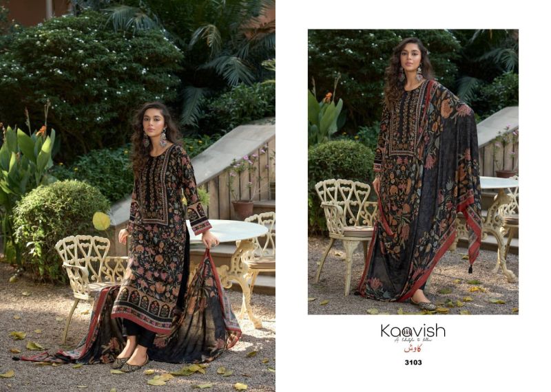 Kaavish Rosewood Viscose Pashmina Digital Printed Pakistani Suit
