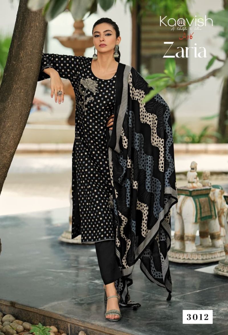 Kaavish Zaria Viscose Pashmina Digital Print Embroidered Salwar Kameez