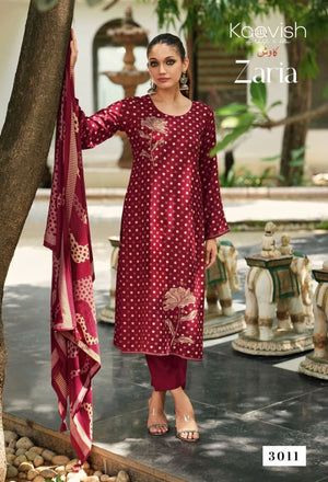 Kaavish Zaria Viscose Pashmina Digital Print Embroidered Salwar Kameez