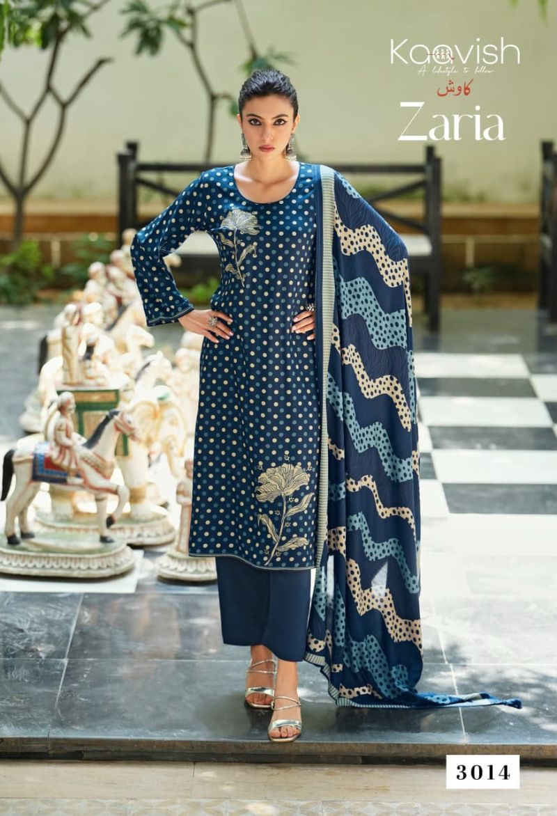 Kaavish Zaria Viscose Pashmina Digital Print Embroidered Salwar Kameez