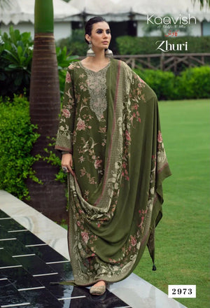 Kaavish Zhuri Viscose Pashmina Embroidered Digital Print Dress Material