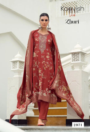 Kaavish Zhuri Viscose Pashmina Embroidered Digital Print Dress Material