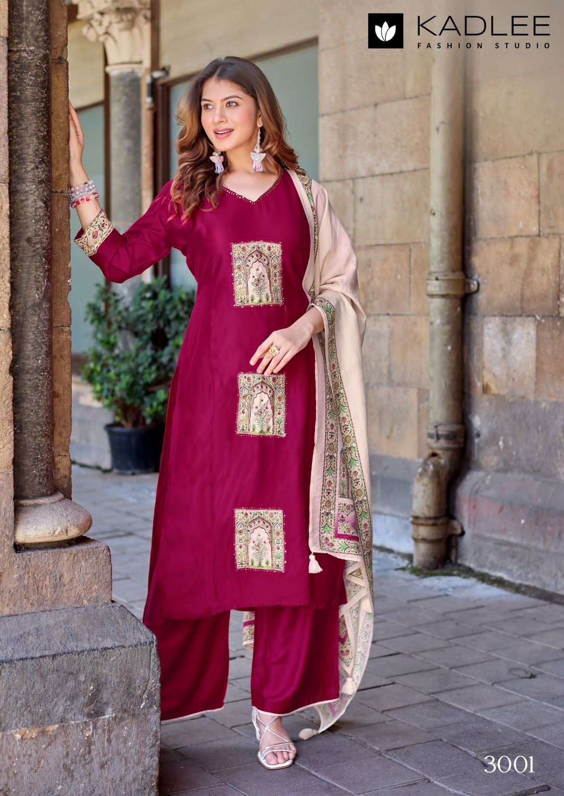 Kadlee Royal Queen Gajji Silk Handworked Stitched Salwar Suit Set
