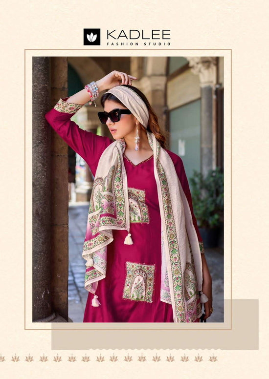 Kadlee Royal Queen Gajji Silk Handworked Stitched Salwar Suit Set