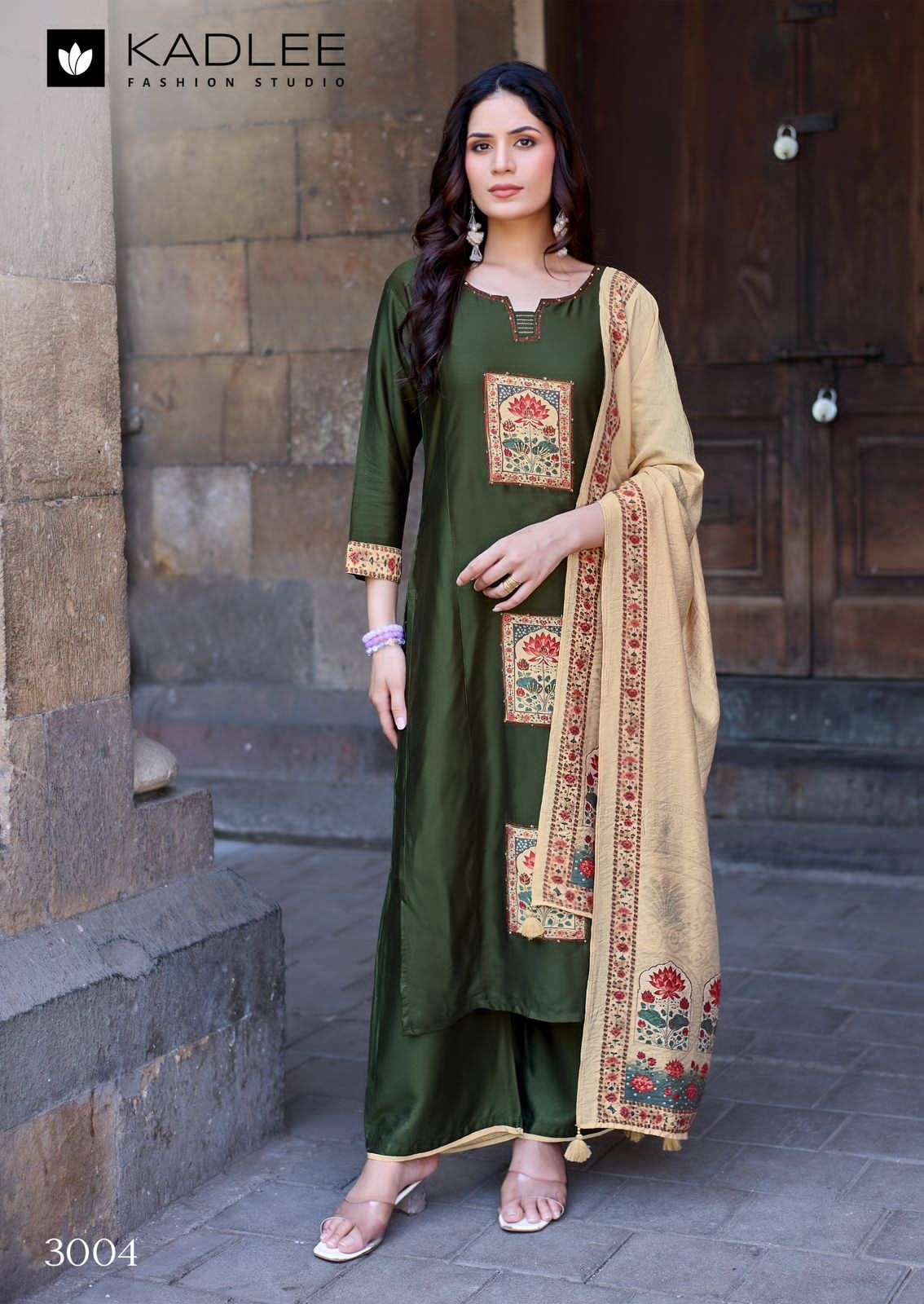 Kadlee Royal Queen Gajji Silk Handworked Stitched Salwar Suit Set