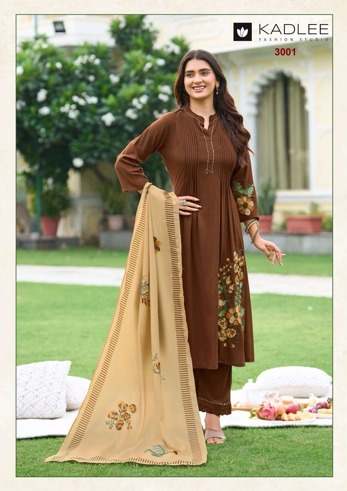 Kadlee Saaj Rayon Printed Ready To Wear Salwar Suit