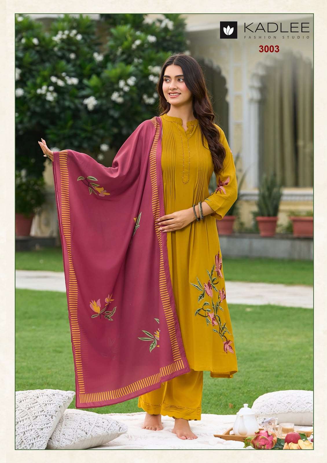 Kadlee Saaj Rayon Printed Ready To Wear Salwar Suit