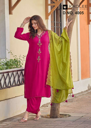 Kadlee Sangini Rayon Embroidered Salwar Suit Set - Amrah Wholesale