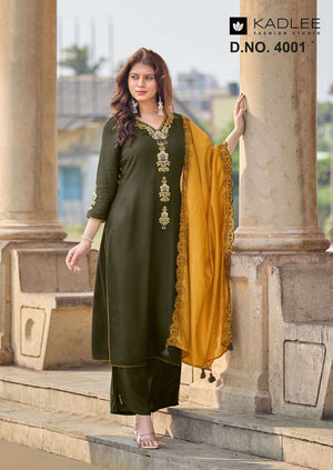 Kadlee Sangini Rayon Embroidered Salwar Suit Set - Amrah Wholesale