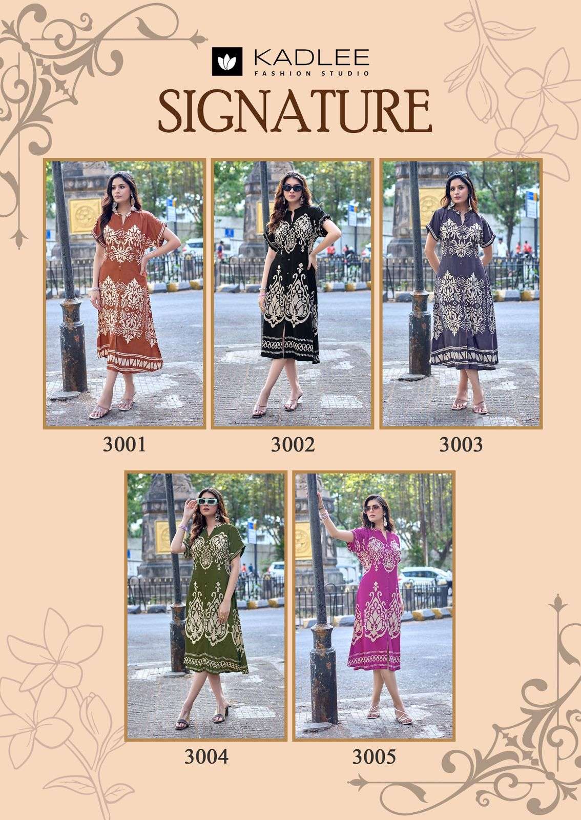 Kadlee Signature 3001 To 3005 Series Rayon Printed Kurti