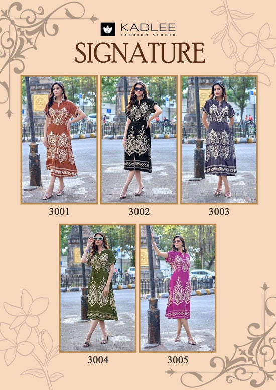 Kadlee Signature 3001 To 3005 Series Rayon Printed Kurti