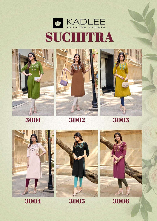 KADLEE SUCHITRA Rayon Embroidered Stitched Kurti