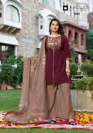 Kadlee Tarnika Roman Silk Embroidered Stitched Salwar Suit