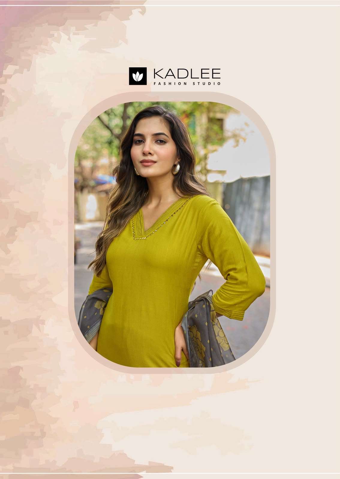 Kadlee Trisha Rayon Hand Thread Work Kurta Pant Dupatta Set