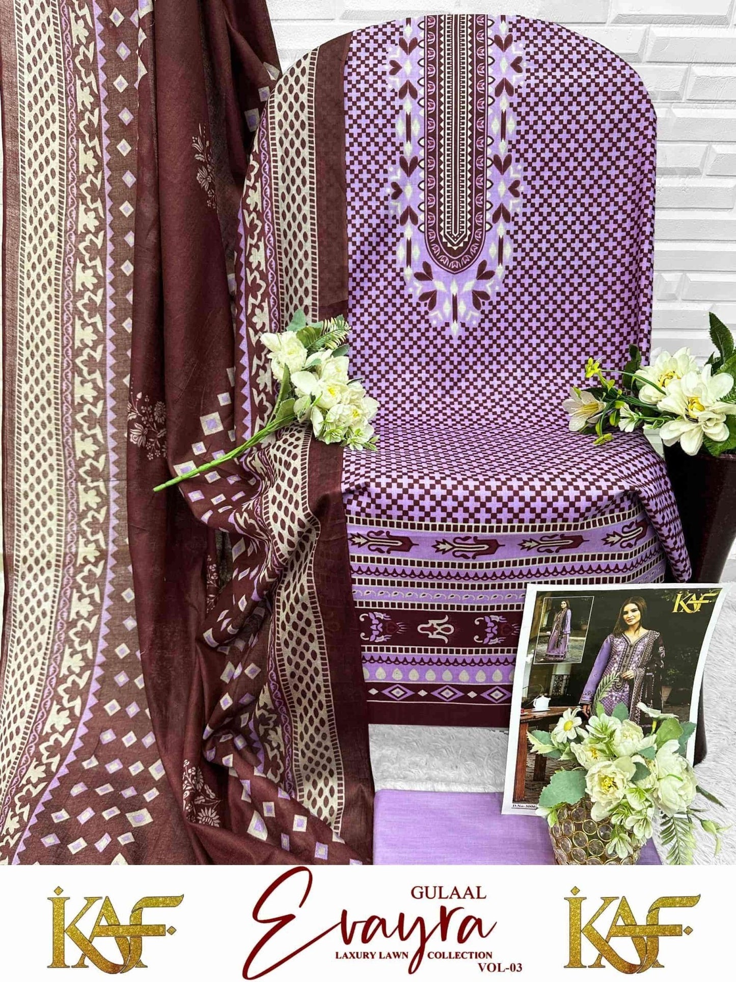 Kaf Evayra Gulaal Vol 3 Karachi Cotton Pakistani Suit - Amrah Wholesale