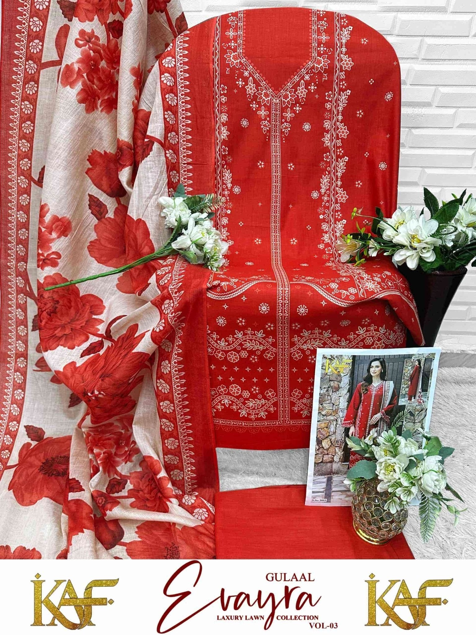 Kaf Evayra Gulaal Vol 3 Karachi Cotton Pakistani Suit - Amrah Wholesale