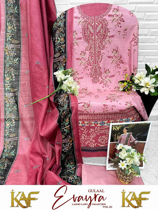 Kaf Evayra Gulaal Vol 3 Karachi Cotton Pakistani Suit - Amrah Wholesale
