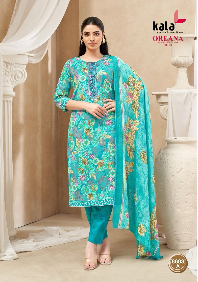 Kala Fashion Kala Oreana Vol 9 Cotton Kurti Pant Dupatta Set