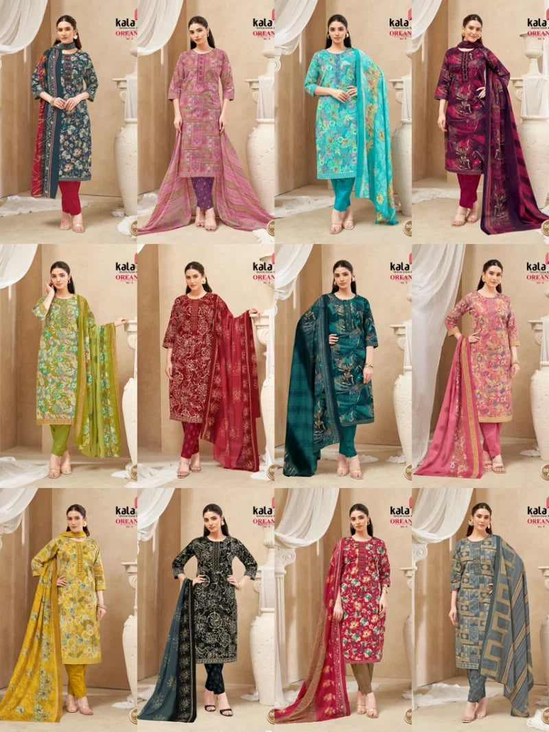 Kala Fashion Kala Oreana Vol 9 Cotton Kurti Pant Dupatta Set