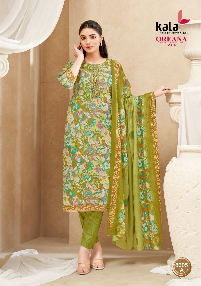 Kala Fashion Kala Oreana Vol 9 Cotton Kurti Pant Dupatta Set