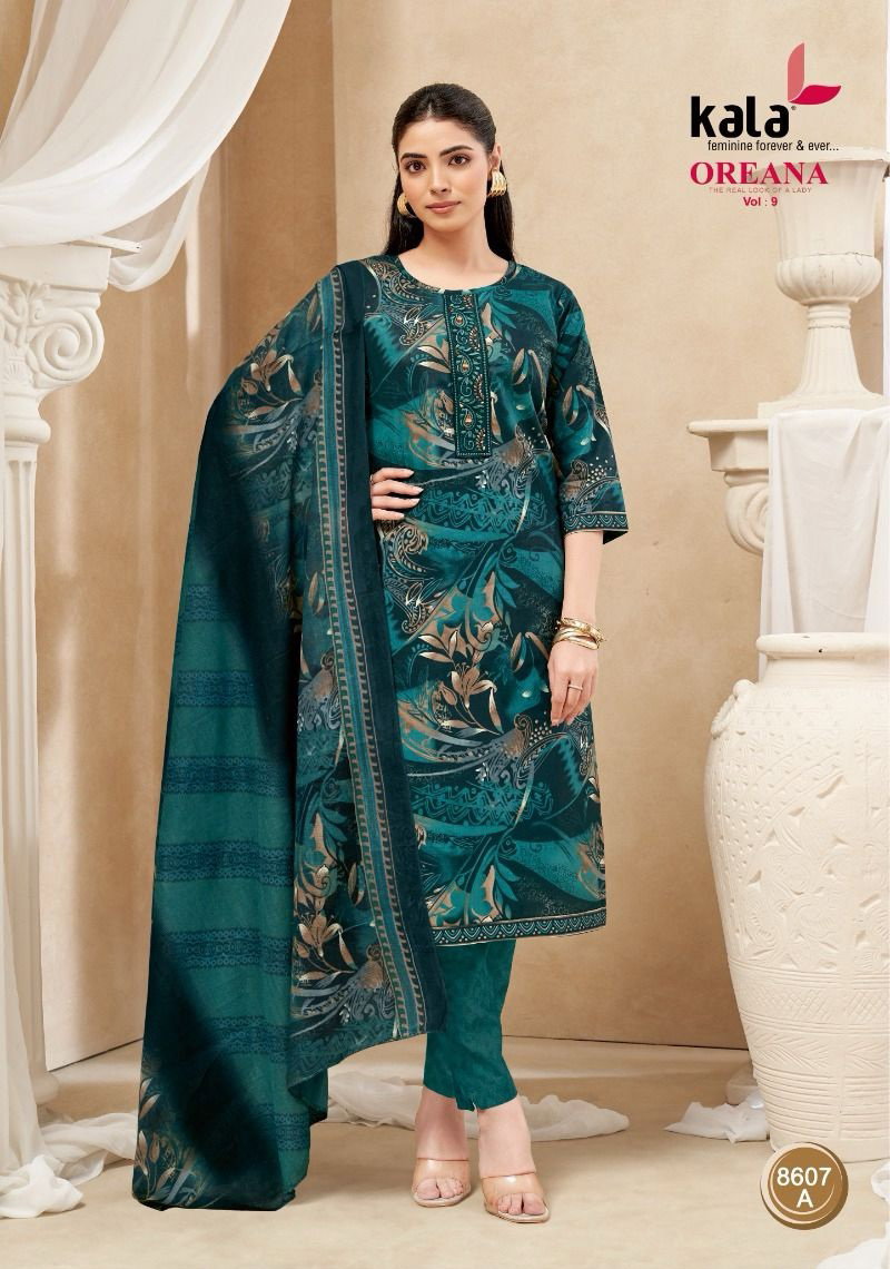 Kala Fashion Kala Oreana Vol 9 Cotton Kurti Pant Dupatta Set