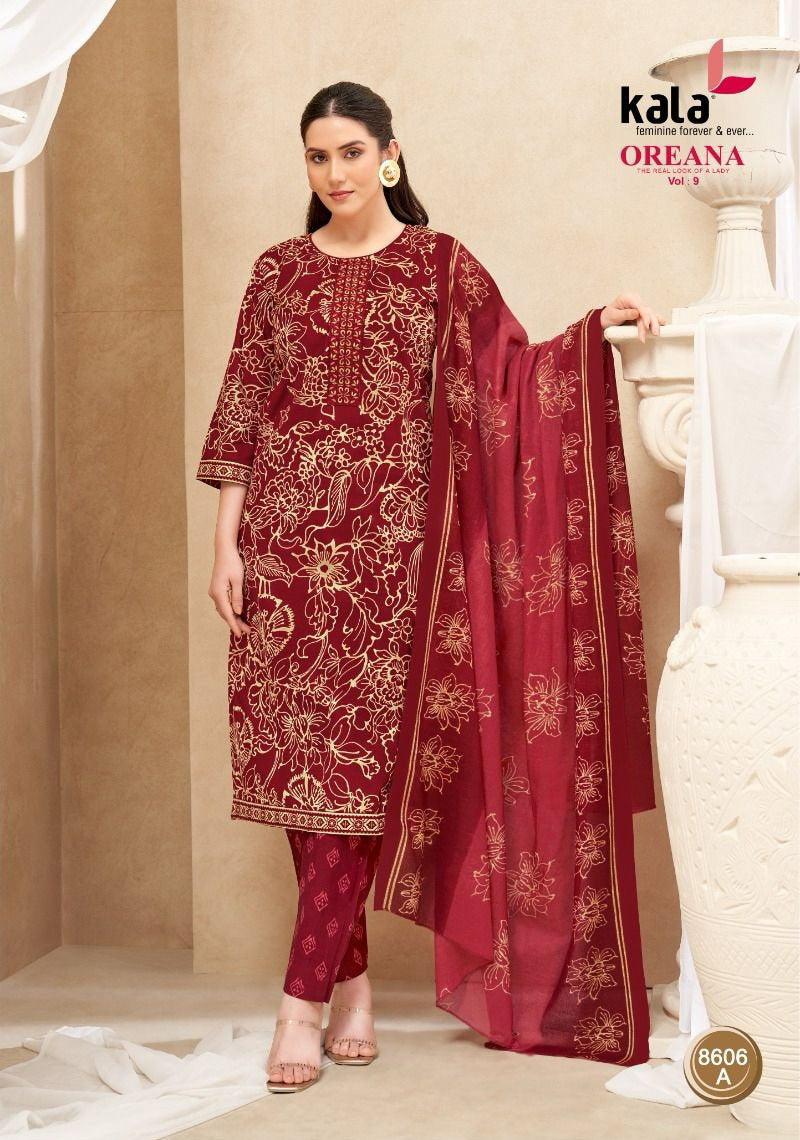 Kala Fashion Kala Oreana Vol 9 Cotton Kurti Pant Dupatta Set