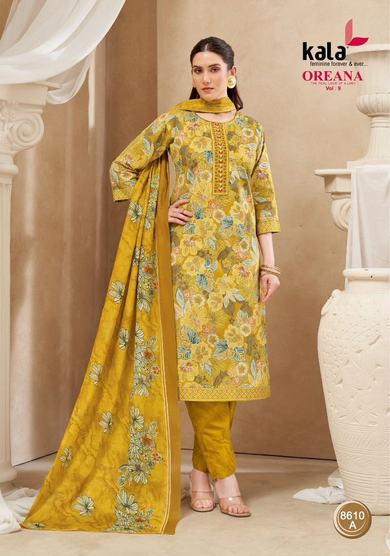 Kala Fashion Kala Oreana Vol 9 Cotton Kurti Pant Dupatta Set