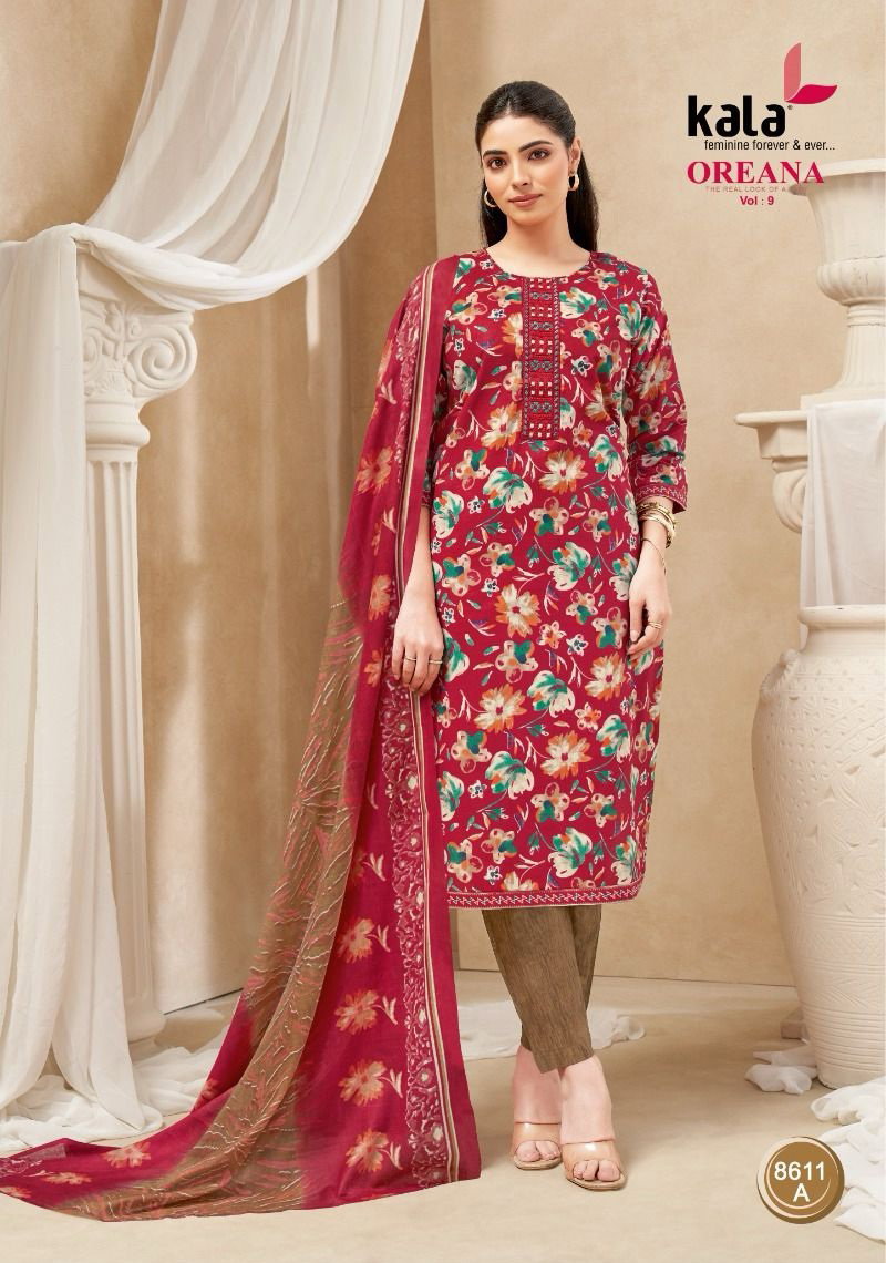 Kala Fashion Kala Oreana Vol 9 Cotton Kurti Pant Dupatta Set