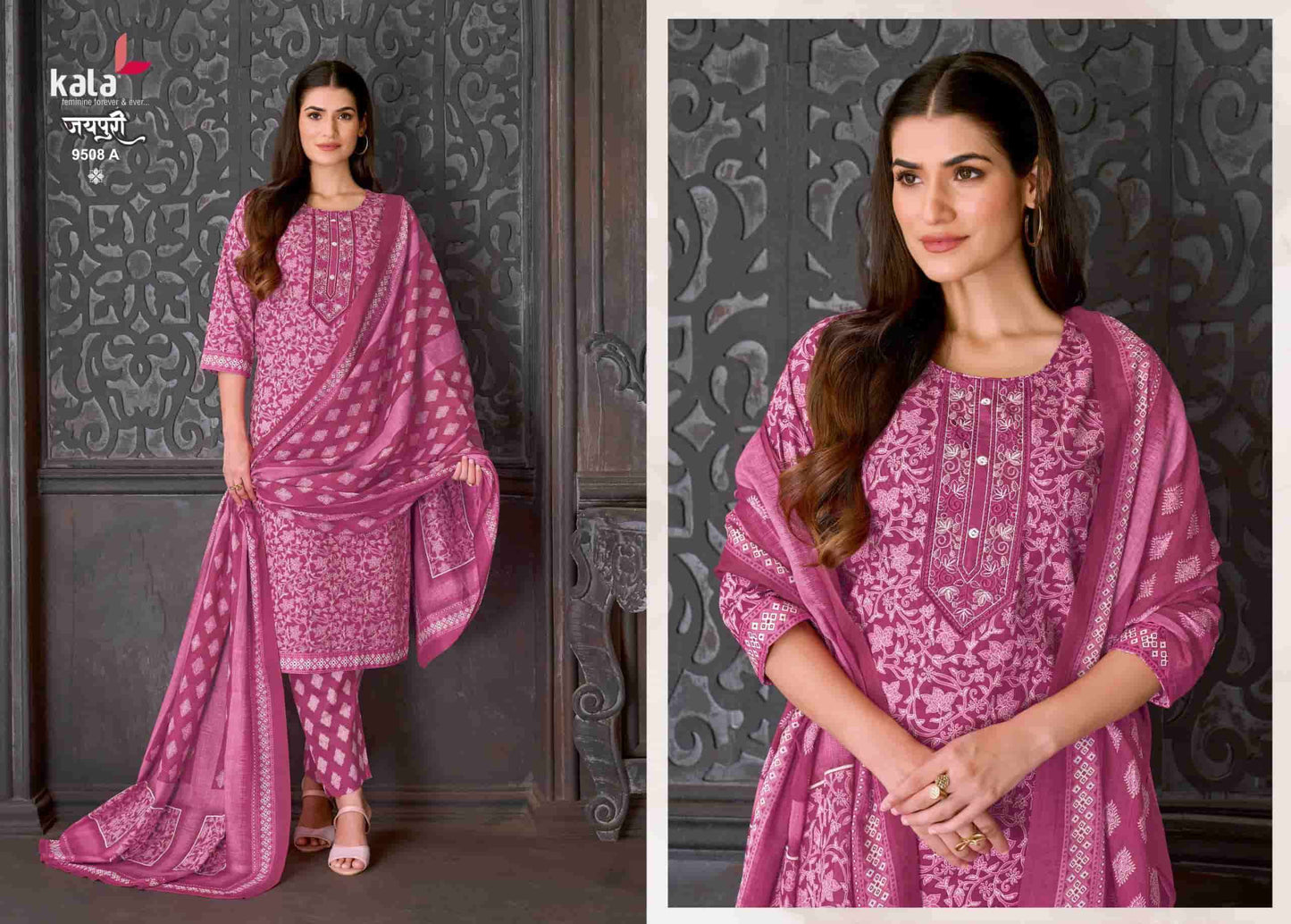 Kala Jaipuri Vol 10 Cotton Kurti Pant Dupatta Set