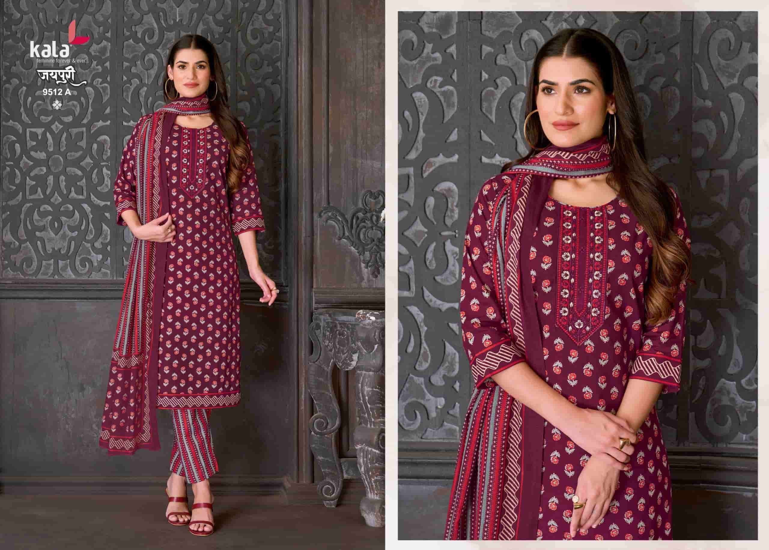 Kala Jaipuri Vol 10 Cotton Kurti Pant Dupatta Set