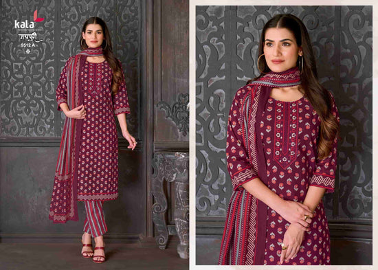 Kala Jaipuri Vol 10 Cotton Kurti Pant Dupatta Set