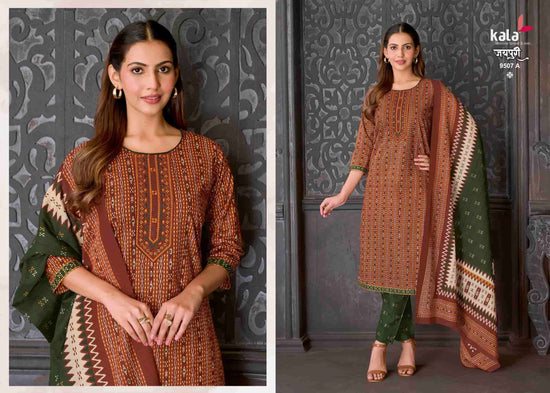 Kala Jaipuri Vol 10 Cotton Kurti Pant Dupatta Set