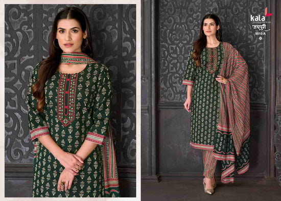 Kala Jaipuri Vol 10 Cotton Kurti Pant Dupatta Set