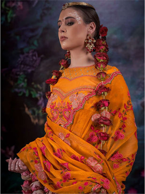 Kalaakand Madhuban Vol 1 Gold Shimmer Embroidered Saree - Amrah Wholesale