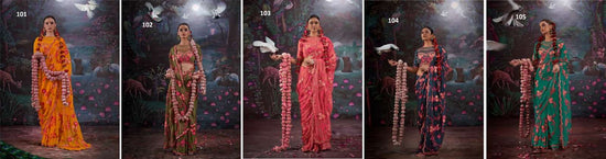 Kalaakand Madhuban Vol 1 Gold Shimmer Embroidered Saree - Amrah Wholesale