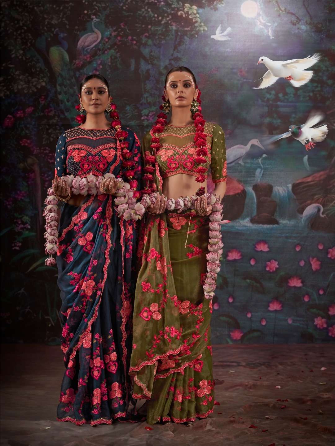 Kalaakand Madhuban Vol 1 Gold Shimmer Embroidered Saree - Amrah Wholesale